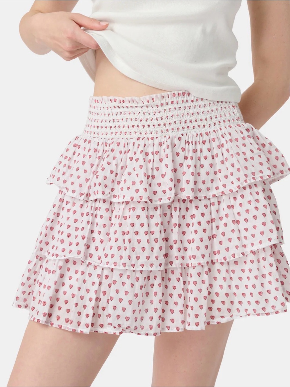 NWT! Roller Rabbit White Mini Skirt with Pink Heart Print